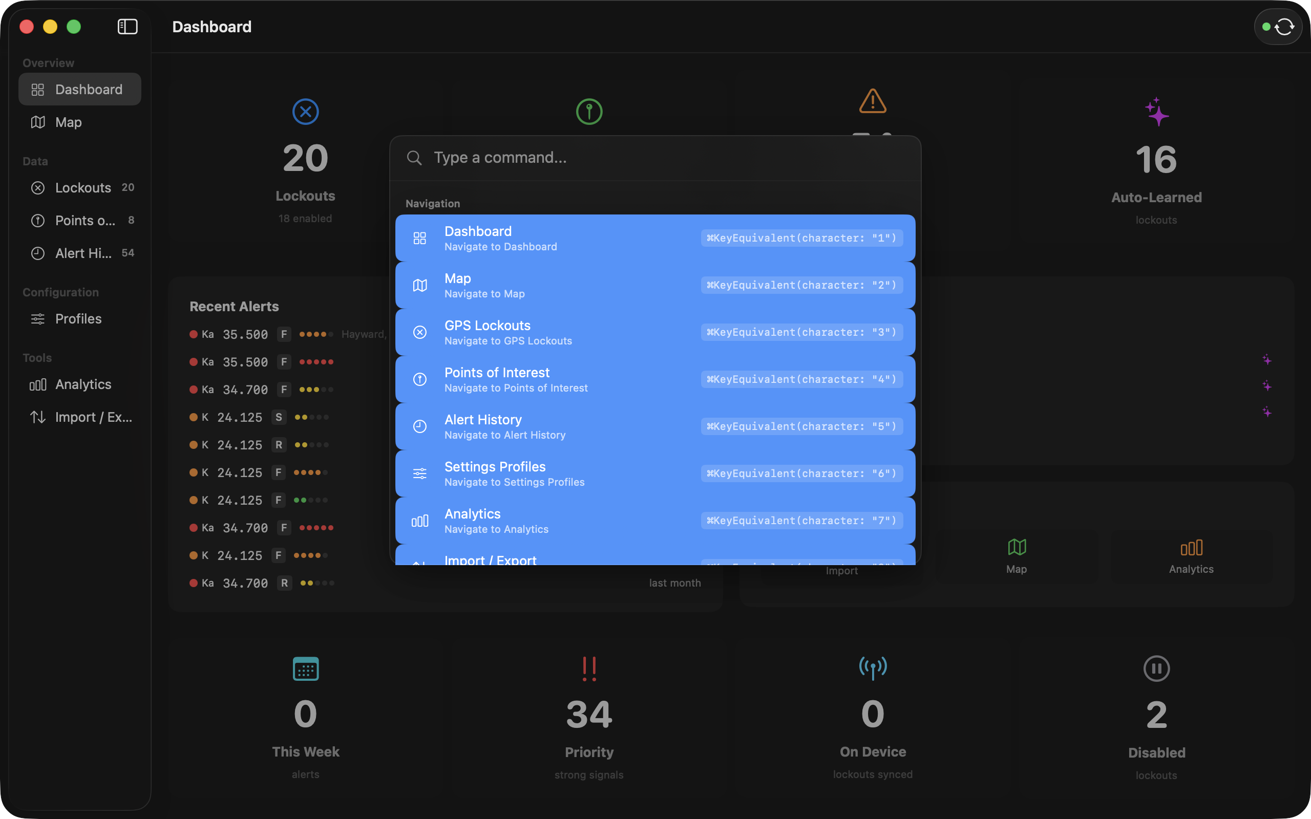 Command palette for quick navigation