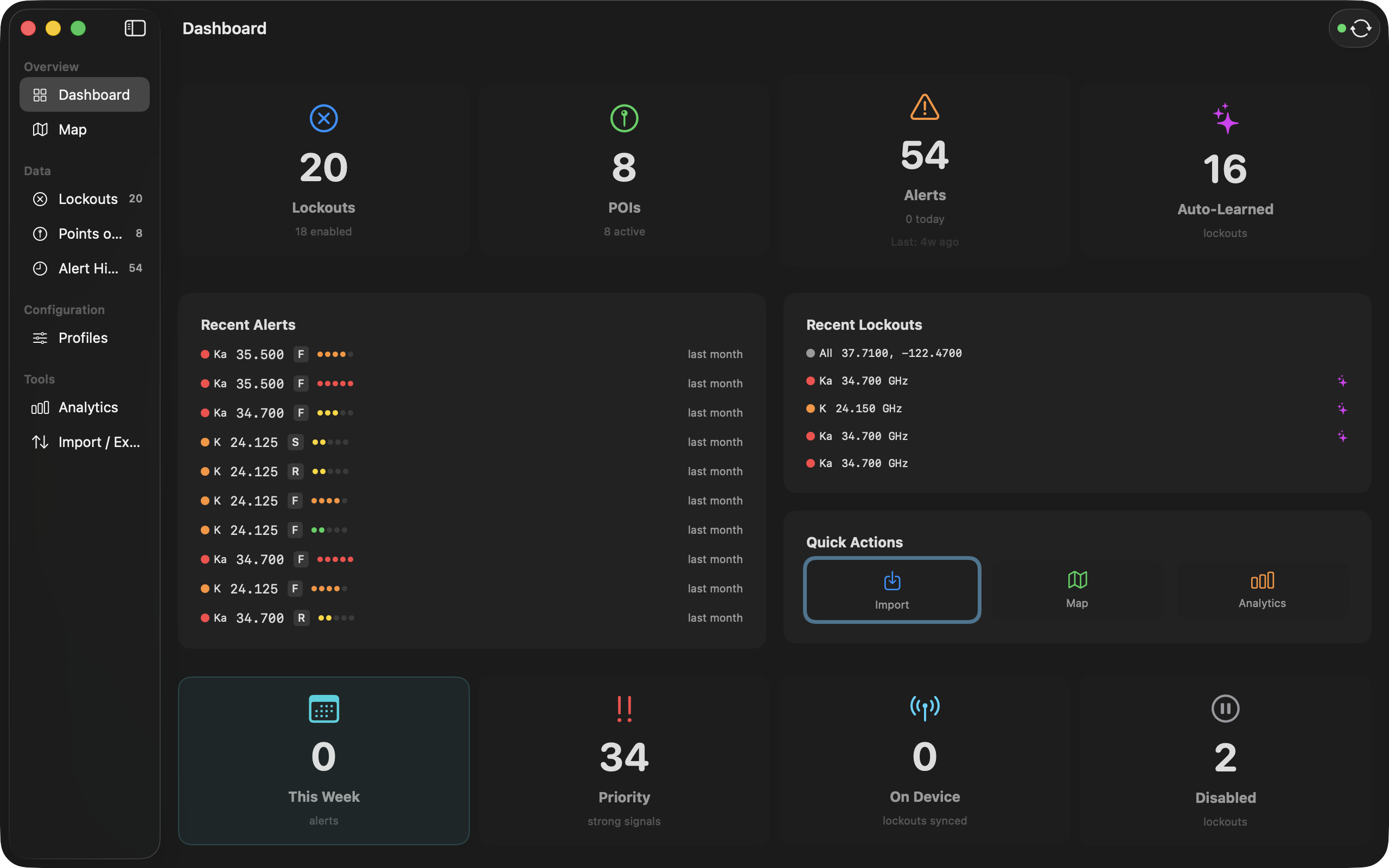 rDetect Manager dashboard on Mac
